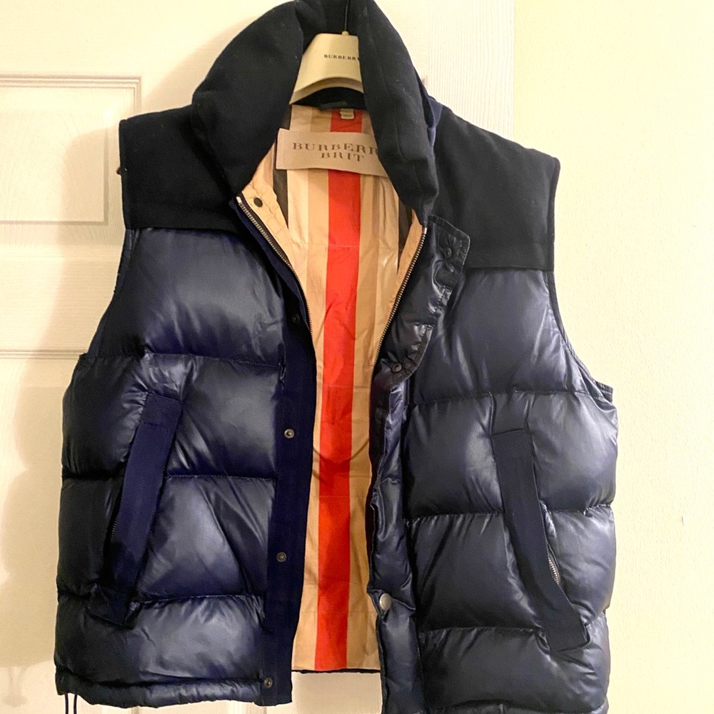 Men’s Burberry Puffer Vest - Navy Blue -  XL
